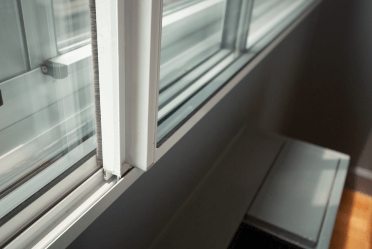 closeup of window slider