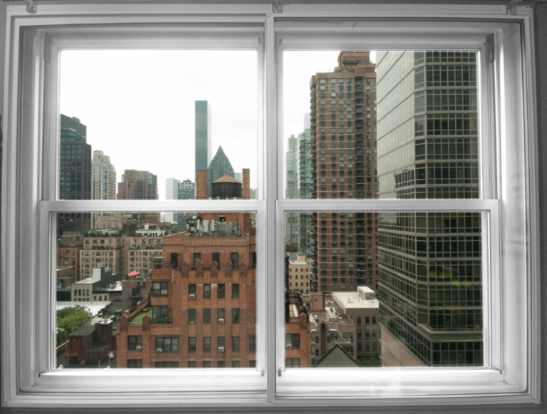 view of the city through a soundproof windows