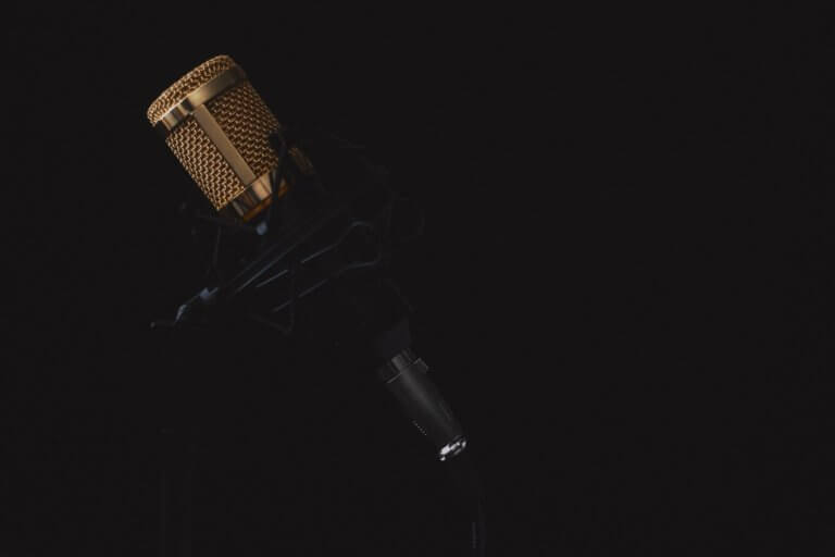 microphone in soundproof studio