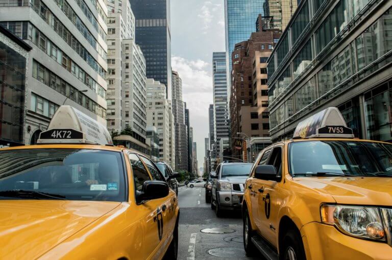 New York City street noise from taxi cabs and traffic